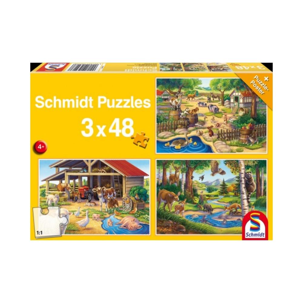 Schmidt Puzzle 3x 48-delna Živali 