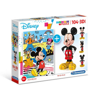 Clementoni puzzle 104 kos + 3D Mickey 