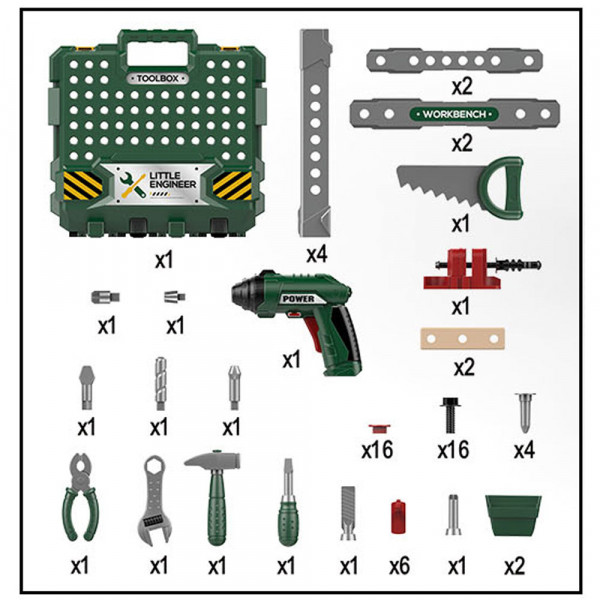 Delovna miza z orodjem 67-delni set 