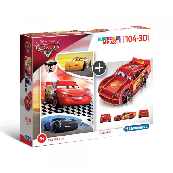 Clementoni puzzle 104 kos + 3D Cars 