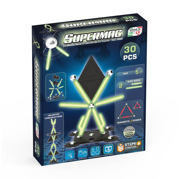 Supermag sestavljivi magneti glow 30 